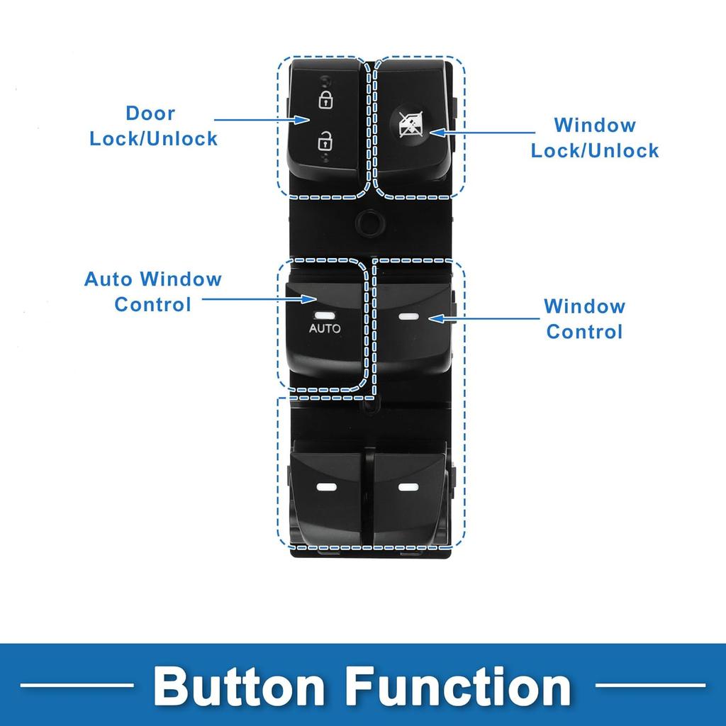 1 AUTO Power Window Switch No.935704V000 16pins Front Left Driver Side Window Control Switch for Hyundai Elantra Move 2012-2016 Black