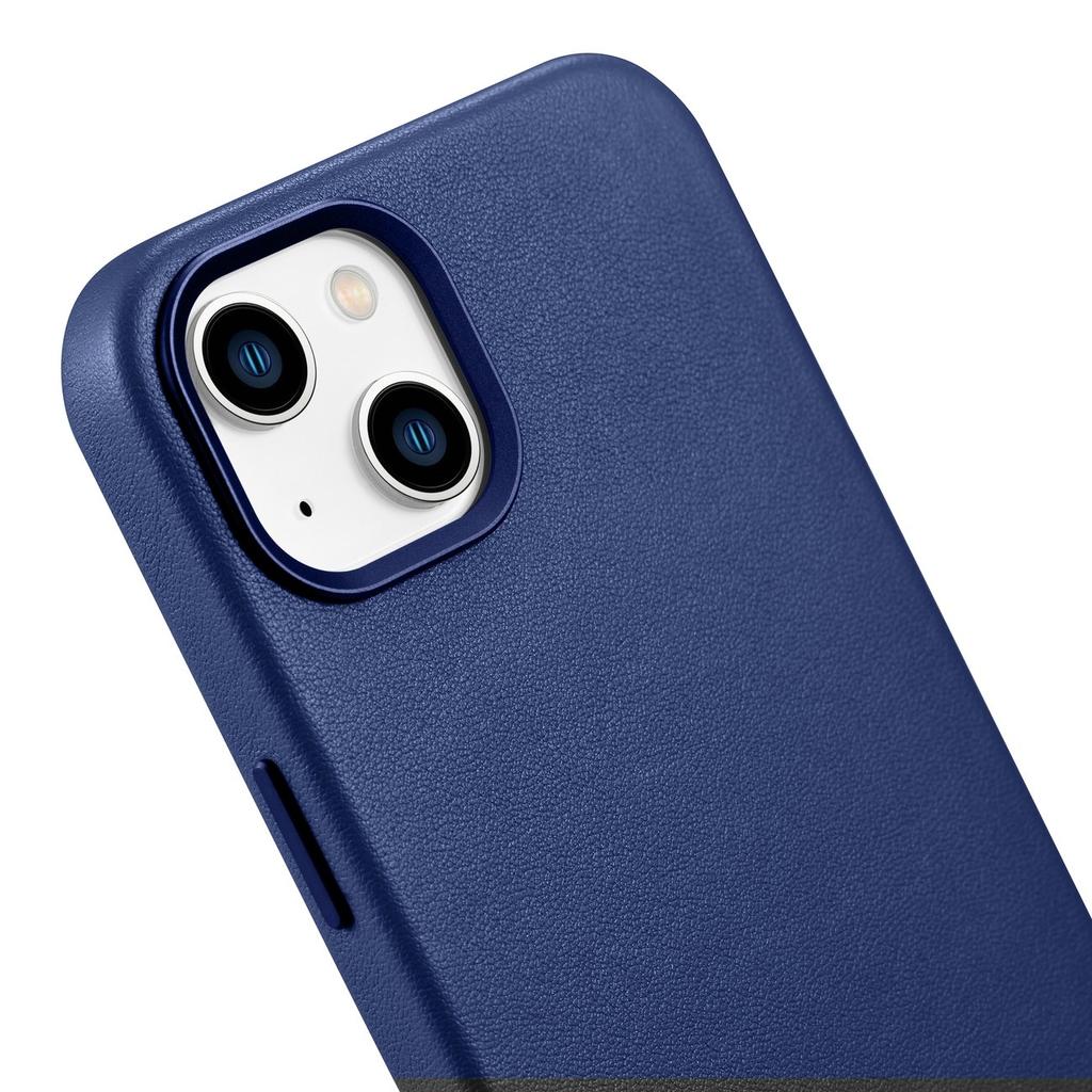 Genuine leather case for iPhone 14 Plus MagSafe Case Leather blue