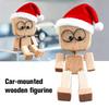 Christmas Hat Leg-swinging Robot Figurine Cute Wood Man Shaking Wooden Man Figurine With Function Of Changing