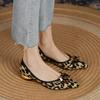 2025 Spring Women with Roots Suede Pointed Tip Leopard Print Women's Shoes Outdoor Daily Commute Zapatillas De Mujer