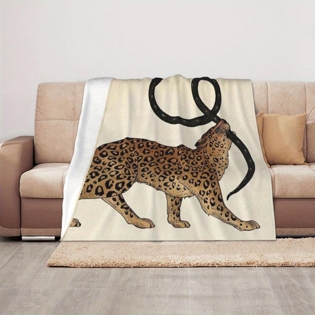 Cartoon cheetah animal digital-printed polyester Bedroom velvet flannel cover blanket Fleece soft sofa cover blankets for beds