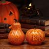 Surface Crack Design Halloween Pumpkin Lamp Simulated Light-up Pumpkin Figurine Thanksgiving