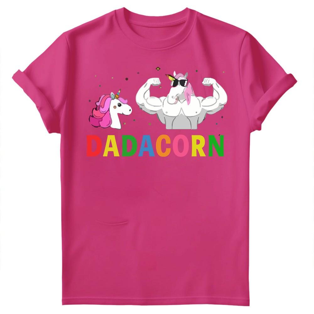 Vatertag Unisex T-Shirt Lustiges Einhorn Dadacorn Daddy Gymer Dad Tee Top FD