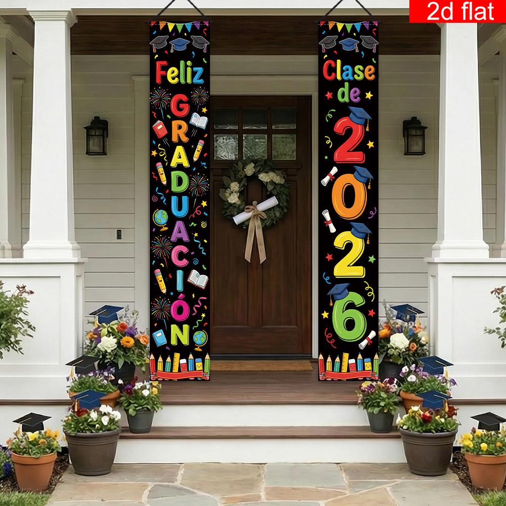 1Set Spanish Banner for Class of 2026 Graduation Front Door Porch Sign Perfect for Graduation Ceremony and Hanging Decor