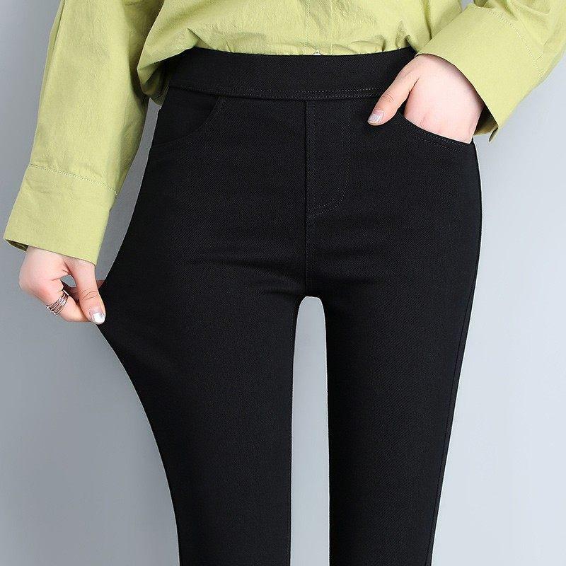 

2026 New Plus Size Women s Black Thin Leggings - Spring/Autumn Chubby Fit, Elastic Skinny Style M (90-100 lbs)