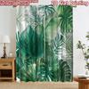 2D Flat Printing 2pcs Curtain Window Treatment Curtains Green Tropical Leaves Digital Printed Polyester Drapes Festive Holiday