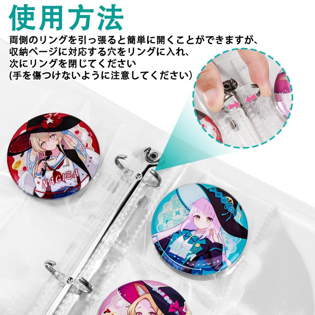 Homgaty Badge Storage 57mm 10 Pages Display Badge Storage Case for Favorite Holds up to 120 A4 120 Large Protective Anime, Badges, Display,