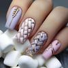 Medium-Length Multi-Color European-Style Knitted Nail Art Tips with White-Enhancing Detachable Stickers