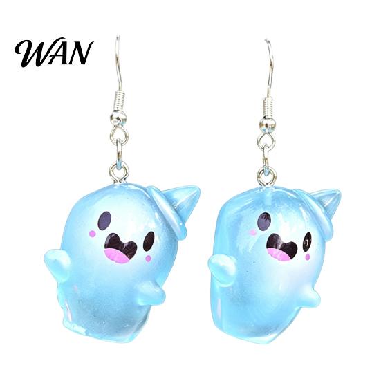 Women Dangle Earrings Ghost Glow-in-the-Dark Pendant for Decor, Fun Cute Earrings, Necklace Halloween Jewelry Statement
