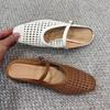 Fashion French Heightened Inner Hollow Woven Baotou Outer Wearing Half Slippers Women's Spring and Summer One-word Belt Sandal Slippers