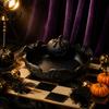 Party Food Display Tray Halloween Pumpkin Tray, Bat Relief Candy Holder, 3D Printed Holiday Gift for Desktop Storage Bowl, Spooky Tabletop Ornament