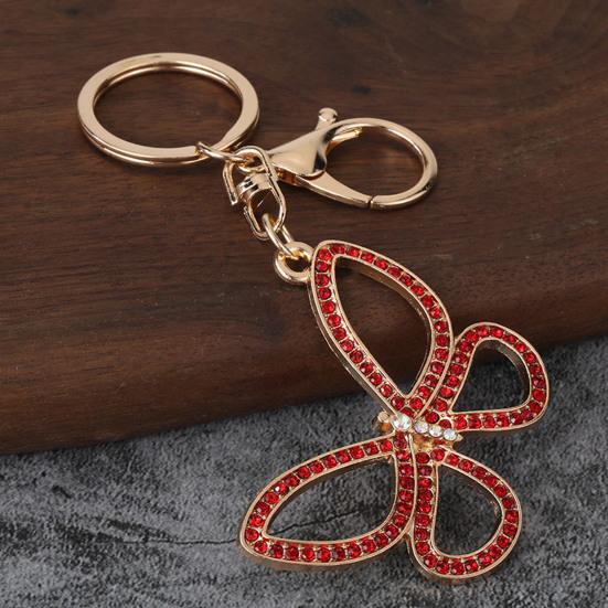 Rhinestone Butterfly Keychain Pendant Lightweight Keychain with Rotating Lobster Clasp Metal