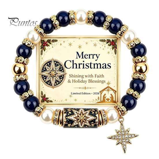 Festive Holiday Charm Bracelet Christmas Bracelet, Elastic Stretch Beaded with Xmas Jewelry Collection Tree Charm, Gifts for Women Men Santa Claus