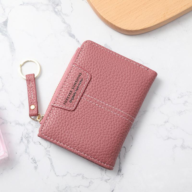 Стильный женский короткий кошелек 2024 года на молнии, городской простой стиль, с текстовым узором, кошелек для монет Pink Red