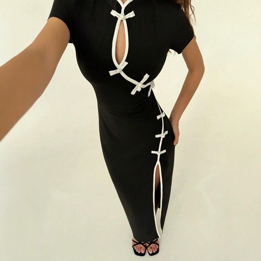 European and American new retro modified cheongsam sexy dress pure desire sexy dress