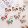 Metal Horse Pendant Keychain Sparkling Rhinestones Animal Key Ring Horse KeyChain  For Women Men