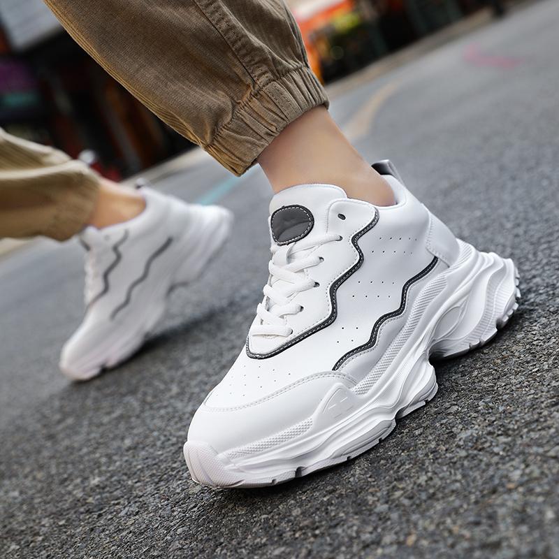 Couples Invisible Height Increasing 7cm Leather Dad Shoes Unisex Thick Sole Elevator Sneakers Fashion Casual Shoes for Men Women