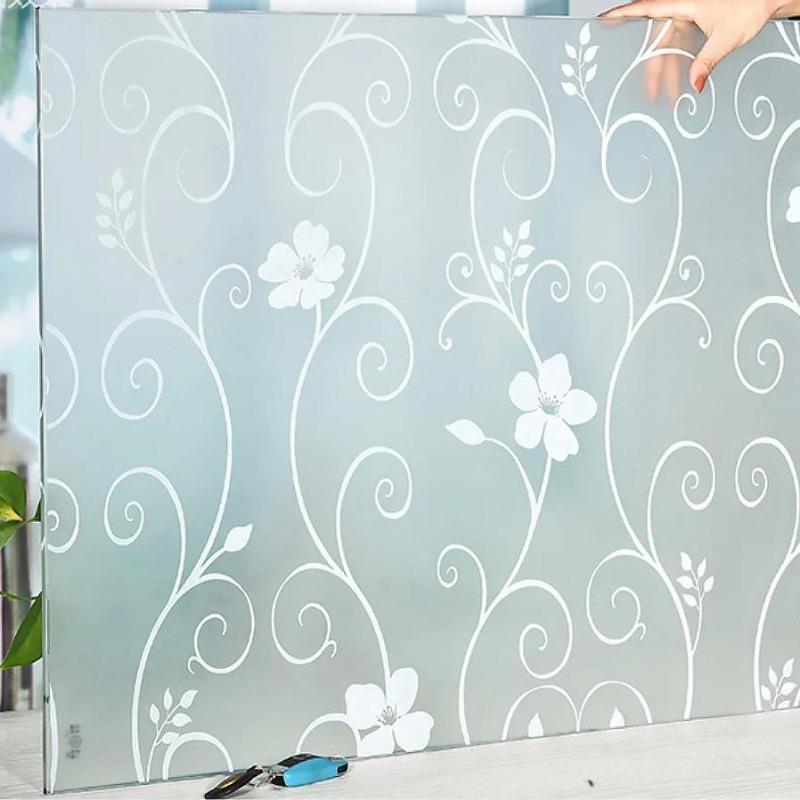 Frosted Window Film Privacy Stripe Patterns Self Adhesive Film Anti UV Stained Glass Vinyl Film for Home Office Decoration