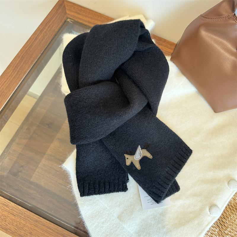 New Year's Anchor Red Woolen Scarf Women's Autumn and Winter High Quality Thick Warm Knitted Scarf Christmas Gift