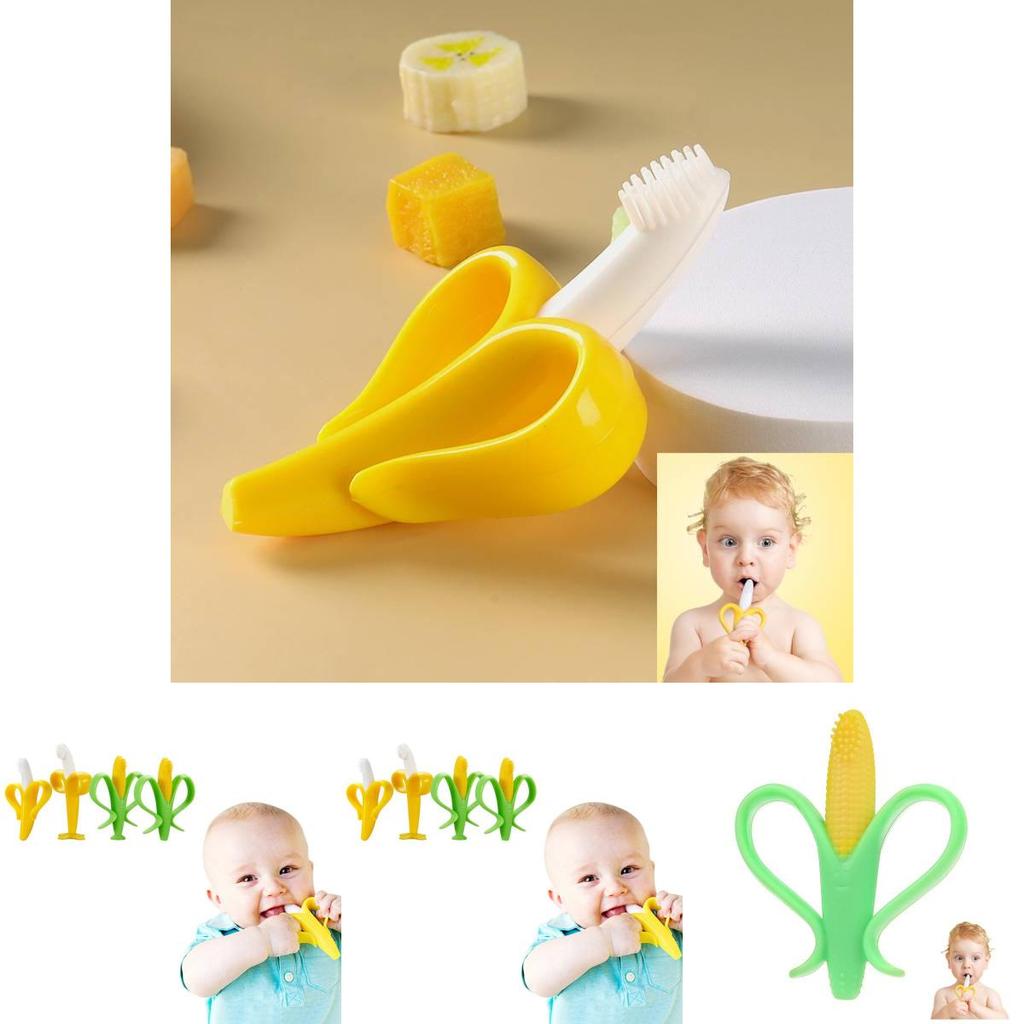 Unique Baby Silicone Teether Set With Colorful Corn And Banana Designs For Infants