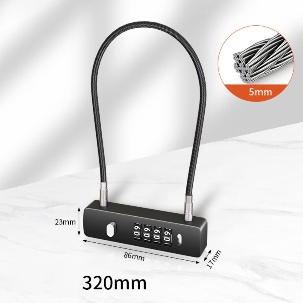 

Steel Rope Bike Lock Durable Locker Lock Portable Anti-theft Equipment Outdoor Black-30CM