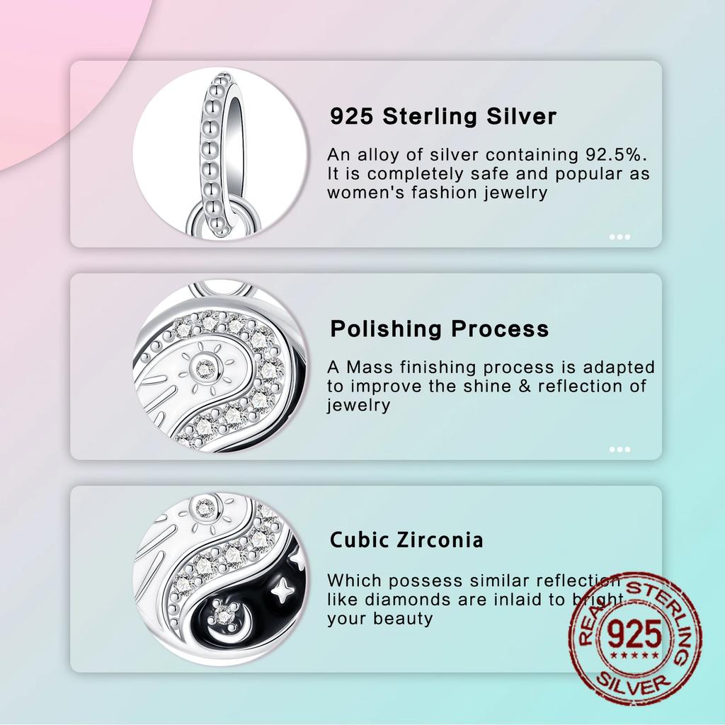 Genuine Copper Yin-Yang Symbol Energy Balance And Harmony Pendant Piece Charm Suitable For Authentic Charm Decorations Bracelets Women Jewelry