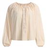 Shop   Women Cotton Round Semi Crop Flare Banding Blouse Beige Ean Wbl 1318