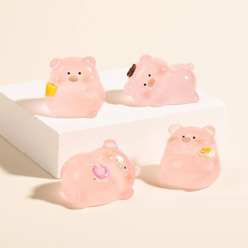 Светящийся мультяшный маленький розовый поросенок Diy аксессуары кремовый клей брелок — фото 7