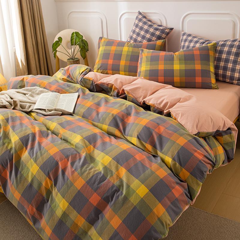 1Pc Pure Cotton Comforter Cover For Double Bed Checkered Duvet Cover Single/Queen/King Housse De Couette Without Pillowcase