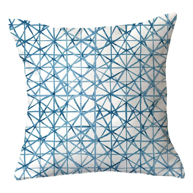 Simple New Blue Geometric Plush Pillowcase Home Fabric Sofa Pillow Cushion Cover Design