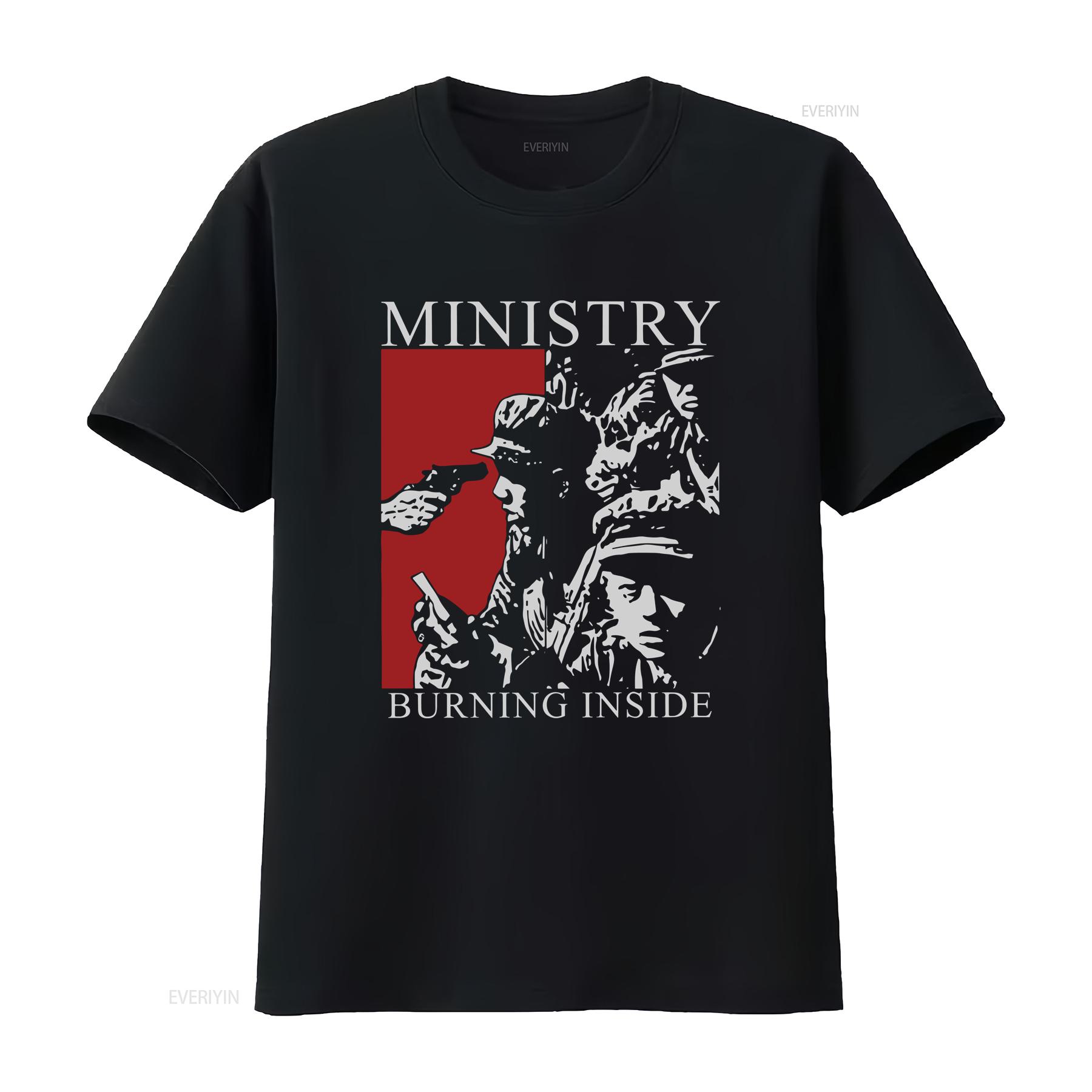 

Ministry Burning Inside T Shirt Black Cotton S 234Xl TT102 vintage Washed homme Versatile Top For Everyday Wear Soft Stylish 4XL