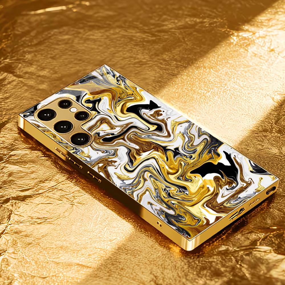 Gilding Atmosphere Simplicity High-end Electroplating Glass PhoneCase for Samsung Galaxy S26 S25 S24 S23 S22 S21 FE,Ultra,Plus