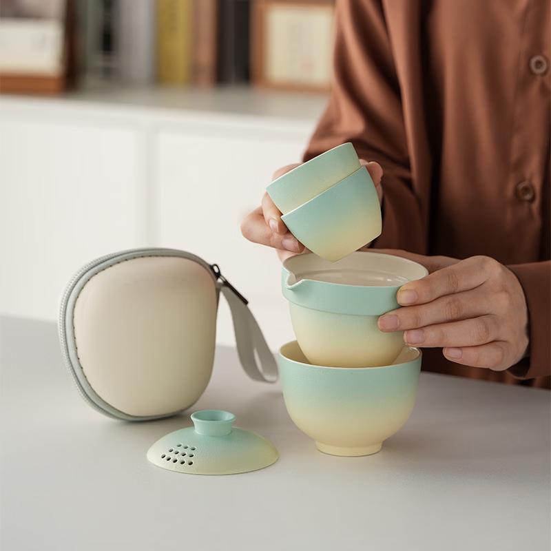 Gradient Ceramic Travel Tea Set