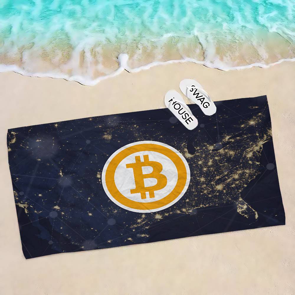Popular Logo Bitcoin Microfiber Beach Towel Absorbent Quick Dry Soft Yoga Swimming Resort Mountain Climbing Towel