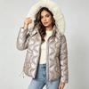 European and American winter loose glossy thickened leave-in cotton-padded jacket cotton-padded jacket black light purple champagne