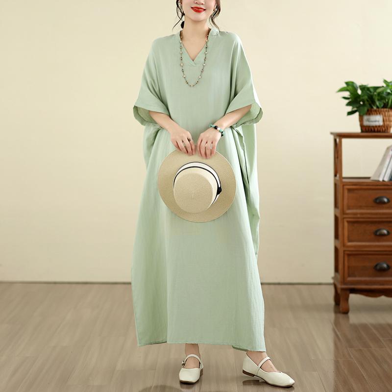 DIMANAF New 2026 Women Plus Size Summer Casual Sundress Long Dress Cotton Loose Oversize Maxi Beach Solid Elegant Lady Holiday