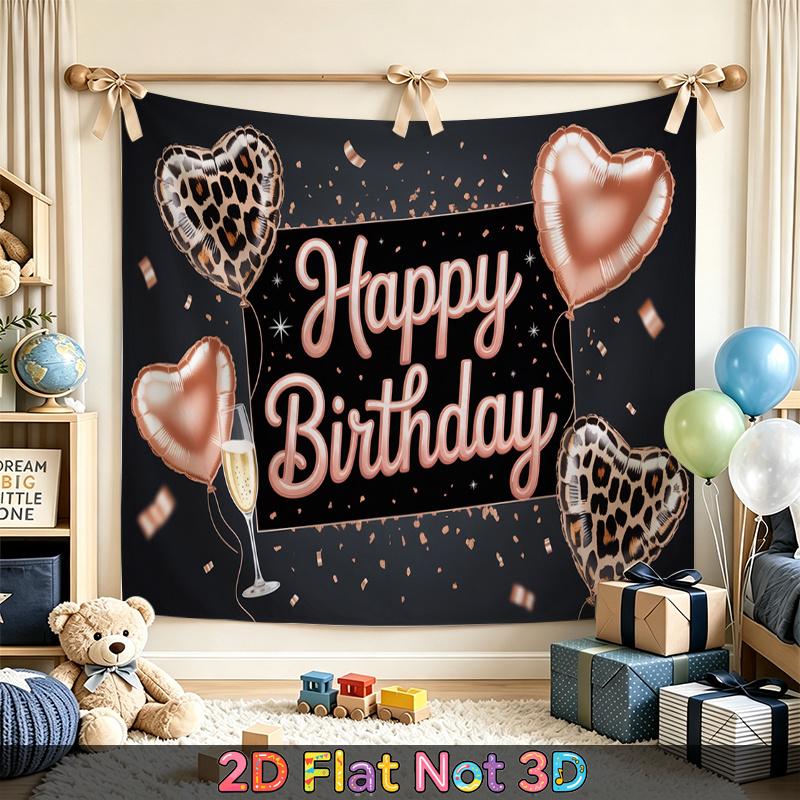 Party Backdrop Happy Birthday Birthday Rose Heart Photo Booth Background Front Door Decor