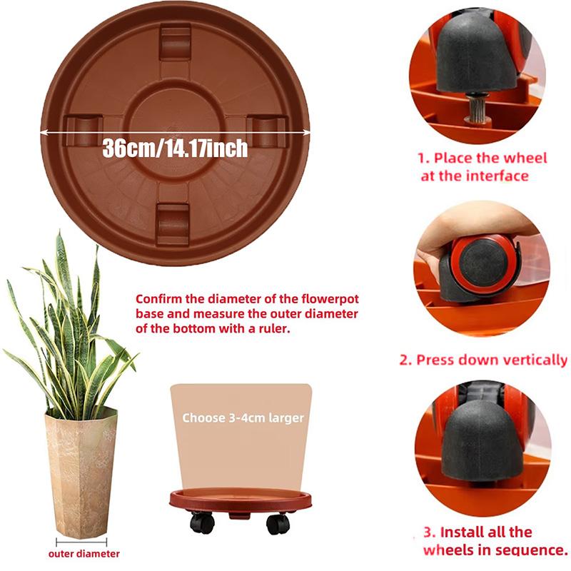 1pc Heavy Rolling Flower Pot Rack with Universal Wheel, Removable Plant Stand Tray for Indoor and Outdoor Balcony