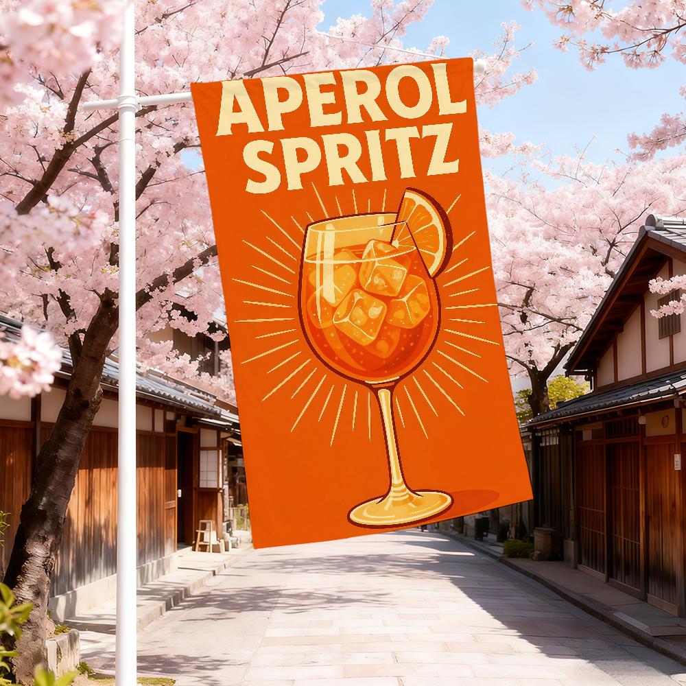 Spritzflagge Outdoor Garten Rasen Dekoration Banner Hausparty A-Aperol Picknick Logo Dekor (as the picture,QZ40x60CM) orange