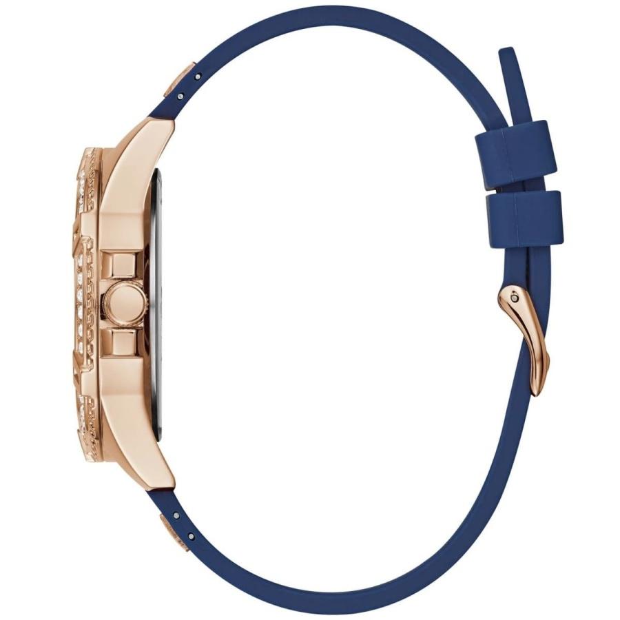 Casual Luxury Silicone Strap Quartz Watch Gold Tone Round Dial with Crystal Day / Date Calendar Fashion Wrist Watch for Women W1160L3