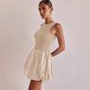 New European and American women's clothing sleeveless pleated bud skirt backless short dress spring and summer