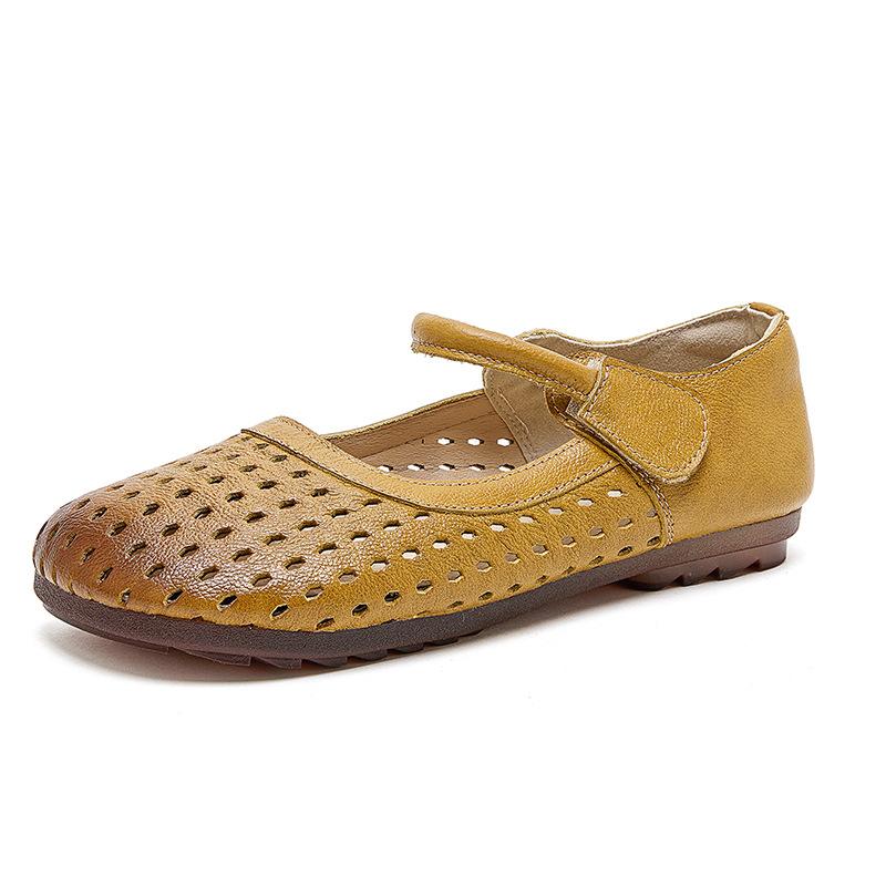 

Последние туфли-балетки из натуральной кожи с перфорацией для женщин, летне-осенние туфли для вождения, женские удобные мэри джейн, неглубокие балетки, обувь для мамы 35 жёлтый