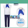 Costume Cosplay Uniforme da Soldato della Marina di One Piece Materiale Poliestere Bianco