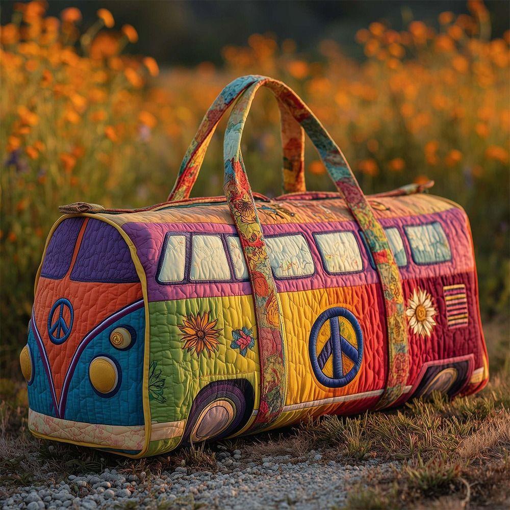 Quilted Cotton Quilted Travel Bag Hippie Vibe 3D Design Duffle Bag Boho Style Frog Pattern Weekender Bag Yoga Practice