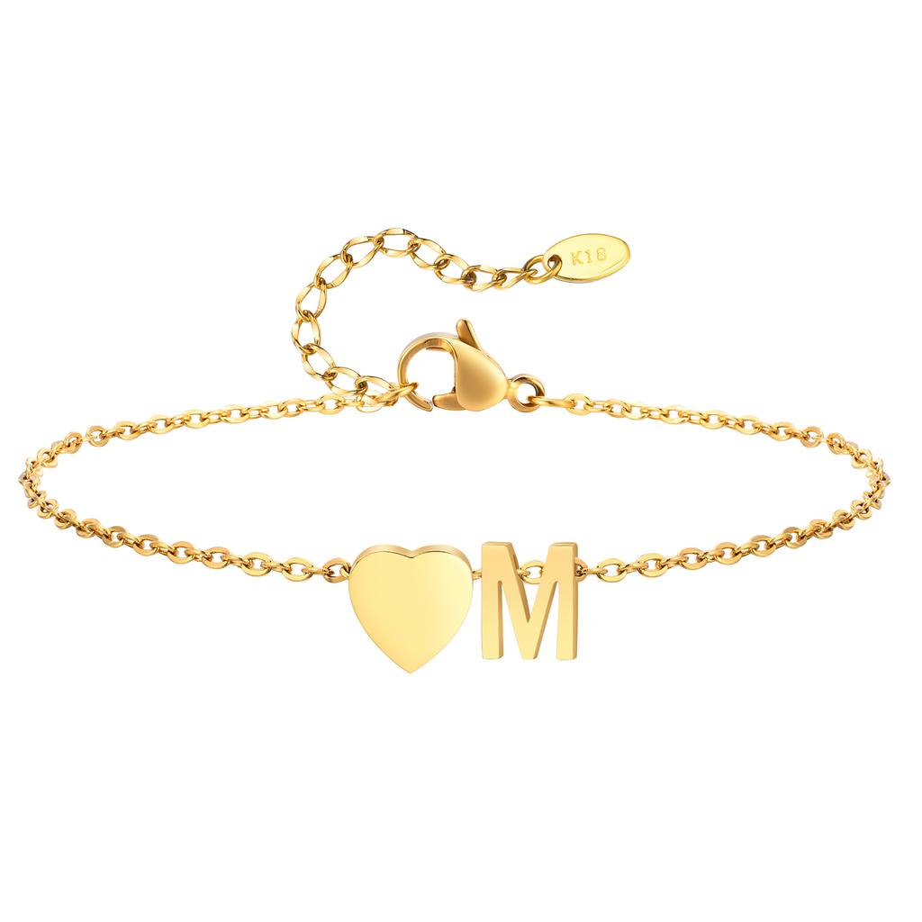 Bohemia A-Z Letter Initial Anklet for Women Gold Color Heart Alphabet Ankle Bracelet Beach Party Travel Fashion Foot Jewelry