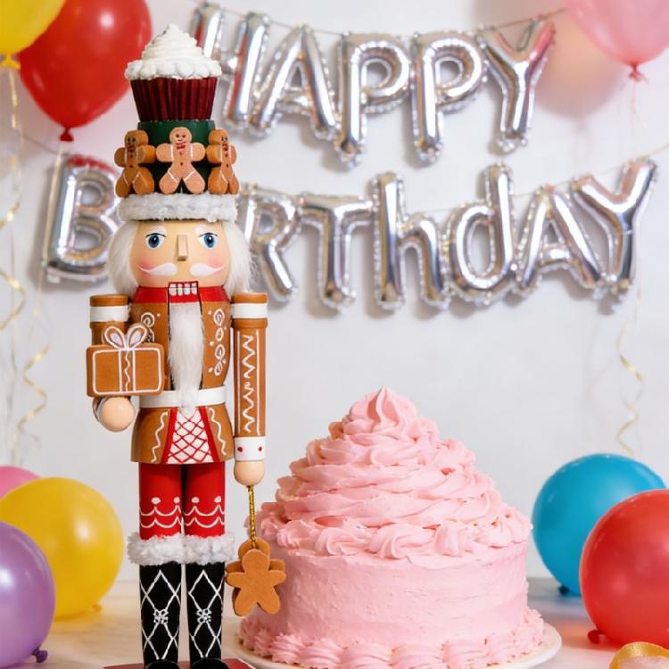 Fascinating 35Cm Gingerbreads Nutcrackers Statue Handcrafted Wooden Christmas Ornament Great For Festival Ambiances