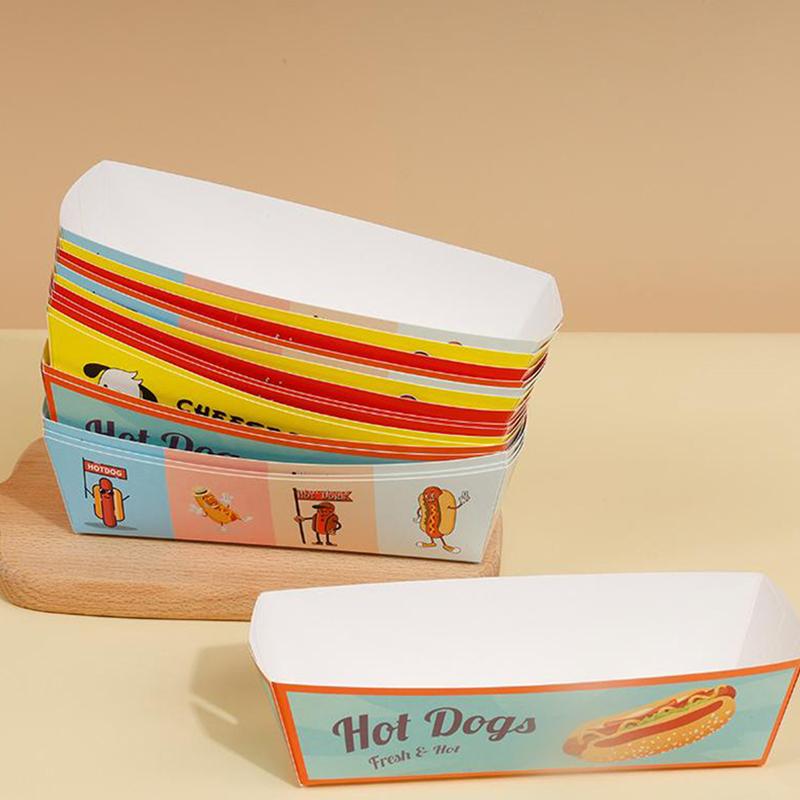 100 sztuk Pudełko do pakowania hot-dogów bez składania Papierowe Jednorazowe Naczynia Imprezowe Taca do serwowania jedzenia Dla Firm Cateringowych Pudełka Cateringowe