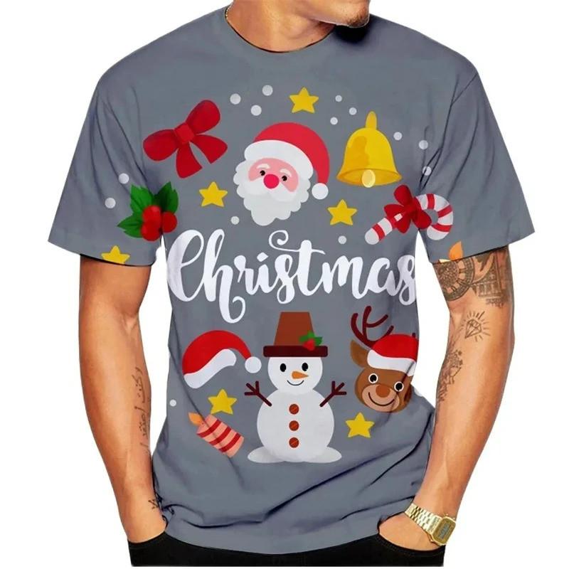 Fun Christmas T-shirt 3D Printed Santa Claus Oversized Top Y2k Top Men's Navidad TShirts Vacation Casual Harajuku Men's Clothing