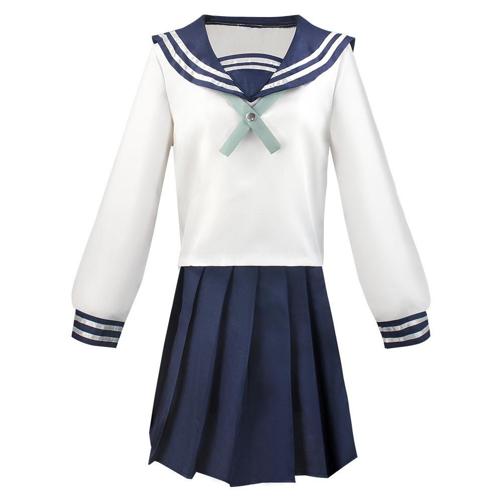 Cosplay Costume Anime Yuyutsu Kashin Amanai Riko JK Dresses Uniform Sailor Navy Blue πλισέ φούστα+ Top+παπιγιόν+σετ κάλτσες κεφαλής