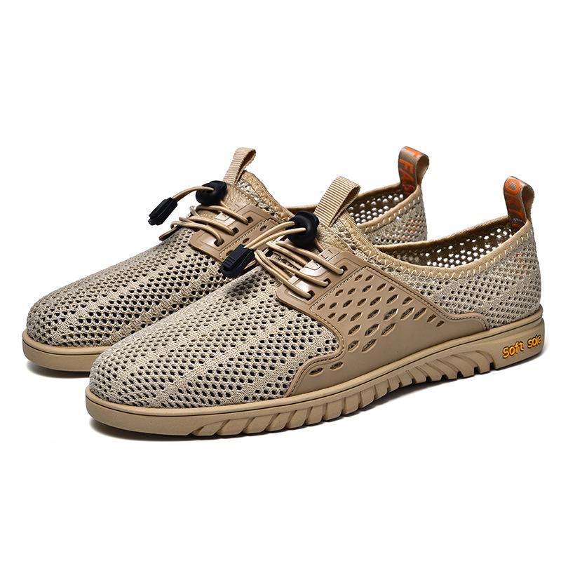 One-pedal Mesh Shoes Men's Shoes Soft Sole Hollow 46 Large Size Breathable Thin Sports and Leisure Shoes Light Lazy Shoes